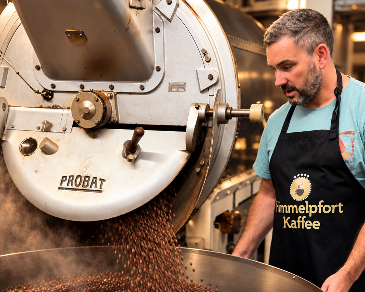 Kaffeeröstung bei Himmelpfort Kaffee an der Probat-Röstmaschine