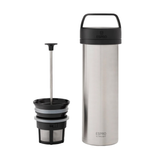 Espro P0 Ultralight – silberfarbene Reise-French-Press mit Filtereinsatz