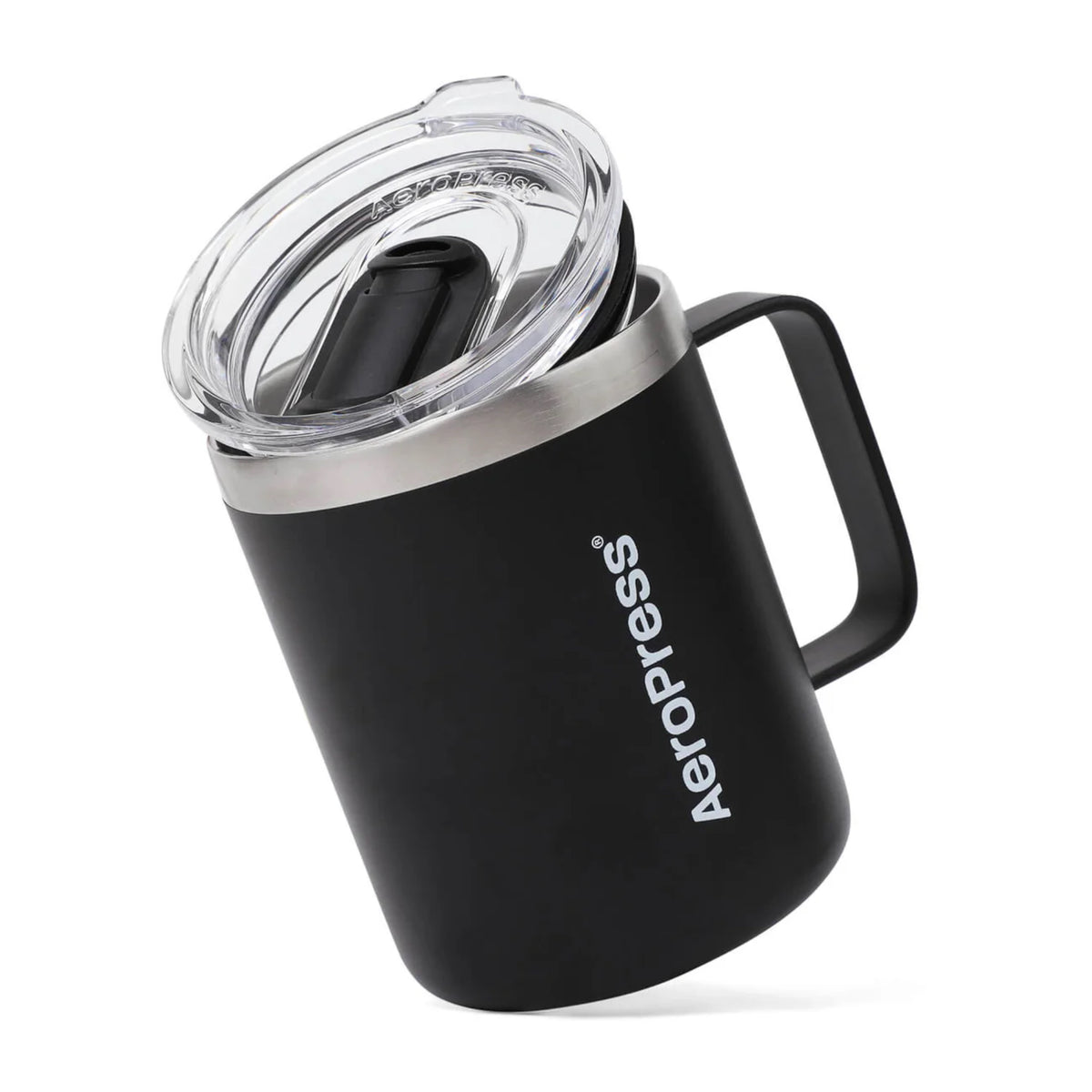 AeroPress Travel Coffee Mug – schwarzer Reisebecher mit Deckel