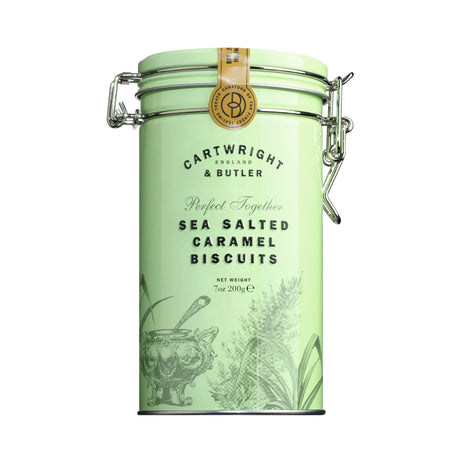 Cartwright und Butler Salted Caramel Biscuits 200 g in grüner Metalldose