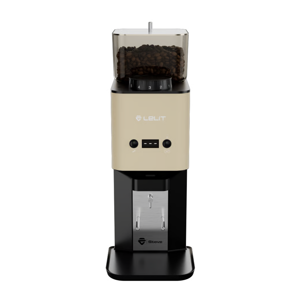 LELIT Steve PM20 Espressomühle mit 64-mm-Flachmahlwerk – goldfarbene Ausführung