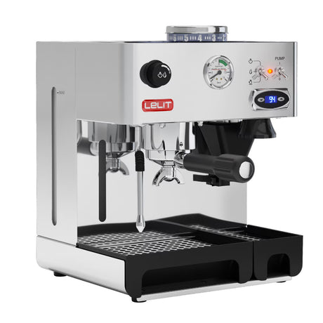 LELIT Anita PL042TEMD Espressomaschine mit Mühle – schräge Frontansicht