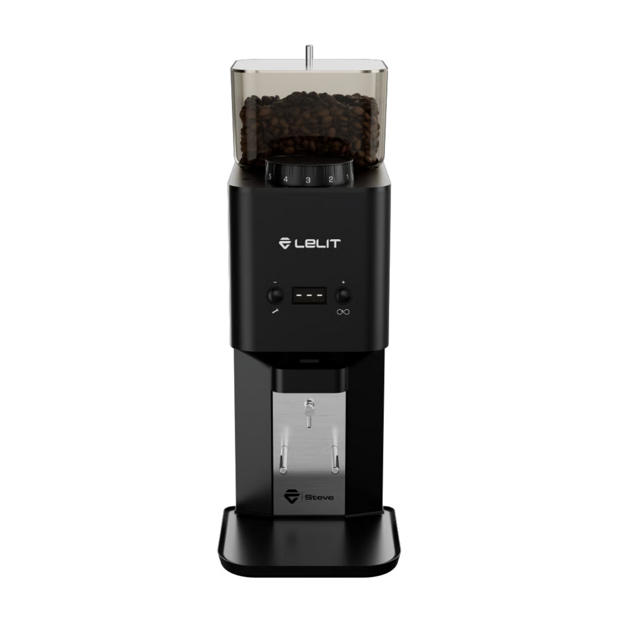 LELIT Steve PM20 Espressomühle mit 64-mm-Flachmahlwerk – schwarze Ausführung